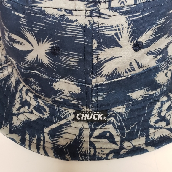 Original CHUCK Bucket Hat Blue Grey Floral Tropical Print Unisex - Picture 2 of 6